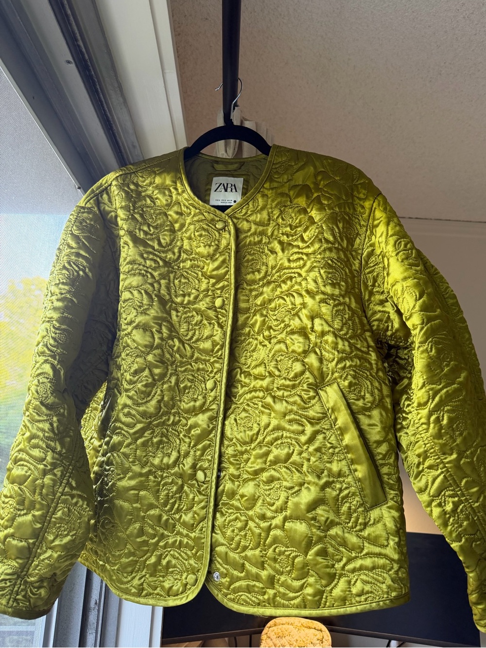 Zara Quilted Olive-Green Puffer Jacket